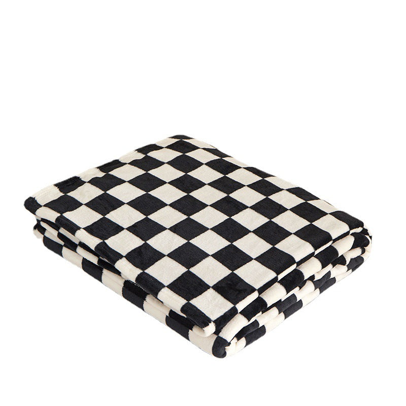 New Checkered Flannel Blanket Thick Milk Fleece Coral Fleece Throw Soft Warm Nap Blanket Sofa Blanket Gift Blanket